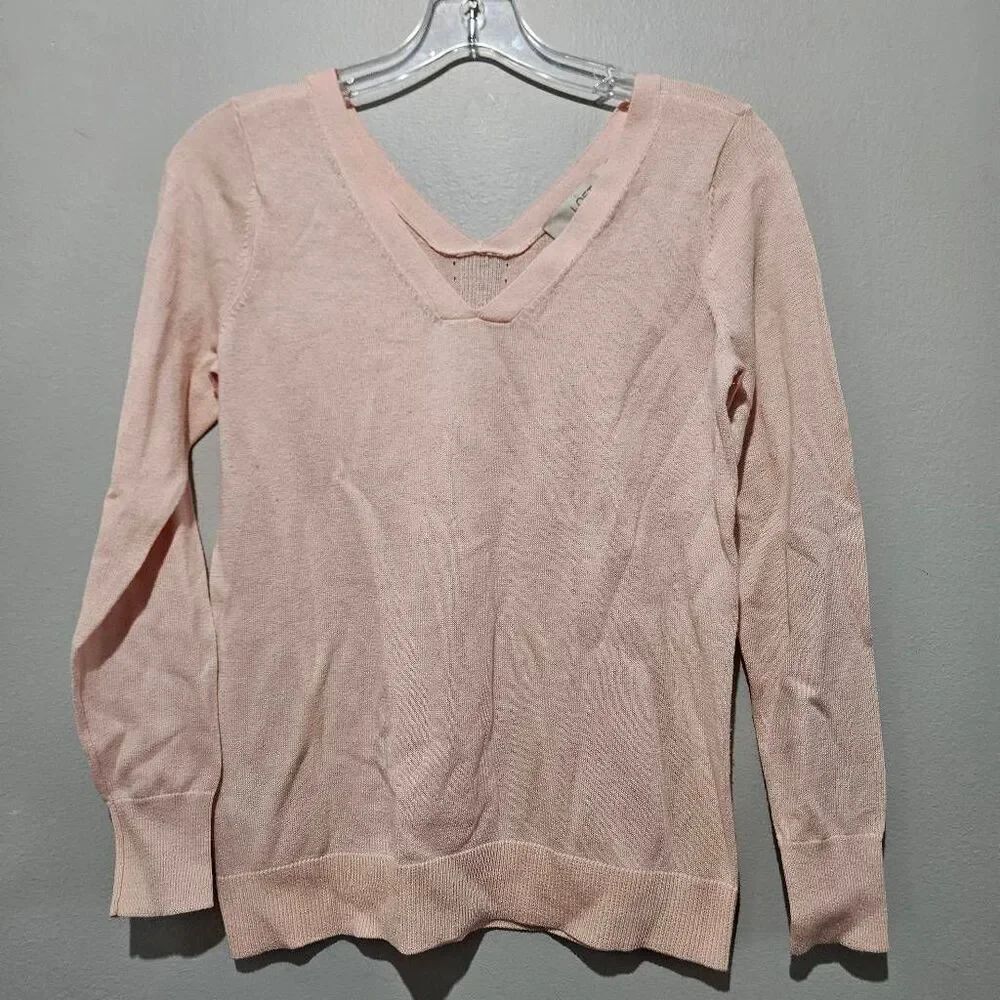 Ann Taylor Loft Size XS Wool Blend Plush Pink Sweater Top VNeck Women Stylish